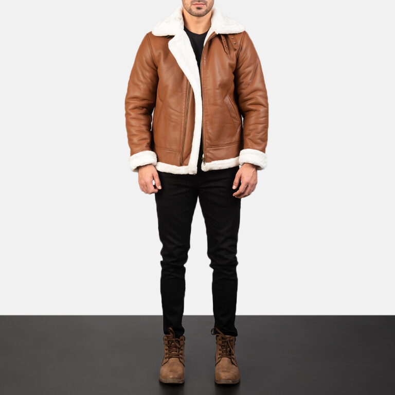 Mens Francis B-3 Brown Leather Bomber Jacket7787-2-1577867081218